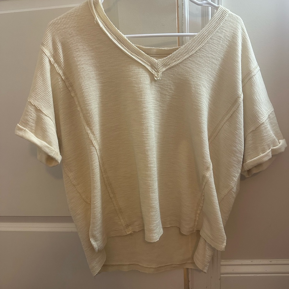 Cream V-Neck Women's Top